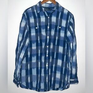 Polo Ralph Lauren Mens Button Down Linen Blend Long Sleeves Shirt Sz L